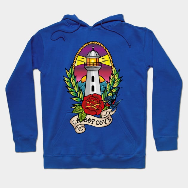 Traditional Cabot Cove Lighthouse Tattoo style Hoodie by BOEC Gear
